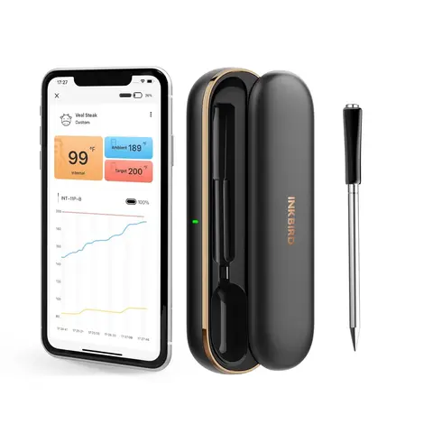 【DealsForYouDays】INKBIRD Bluetooth 5.1 Digital Meat Thermometer - 304 Stainless Steel Waterproof Kitchenware Utensil, 300ft Control Range, ±1℃ Precise Read for BBQ Grill, Camping, Father's Day Gifts (Mid-Year Sale Restock)