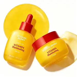 EQQUALBERRY Vitaminllluminating Serum & Cream Set -Vitamin C& Niacinamide I Targets Dark Spots IStrengthensSkin Barrier with Ceramides/Glowy, Lightweight Hydrationsummerwins