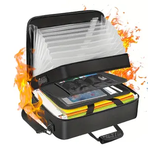 Fireproof Waterproof Document Organizer Multi-Pocket Fiberglass Storage with Mesh Pockets for Money Fireproof Bags