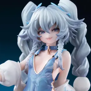 Hot Girl Frontline Anime Figure Cuique Mei Squatting Posture Figurine Double Ponytail Beautiful Girl Model Doll Ornament Gifts