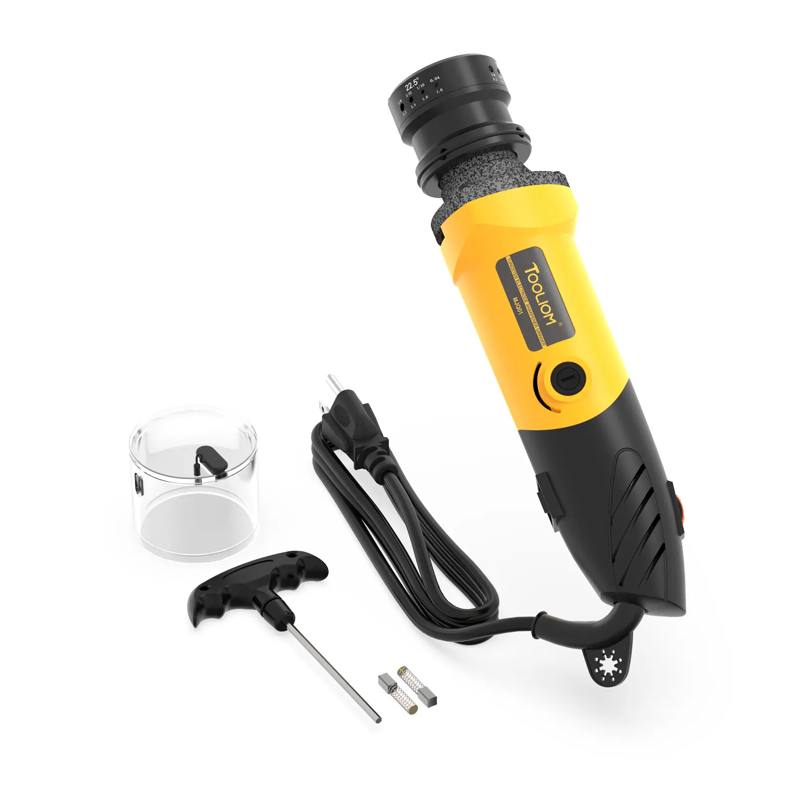 TOOLIOM 110V Tungsten Electrode Sharpener Grinder - 6 Adjustable Speeds, Dust Shield Included, Flat Grinding Block & Cut-Off for TIG Welding, 4 Sizes/3 Angles
