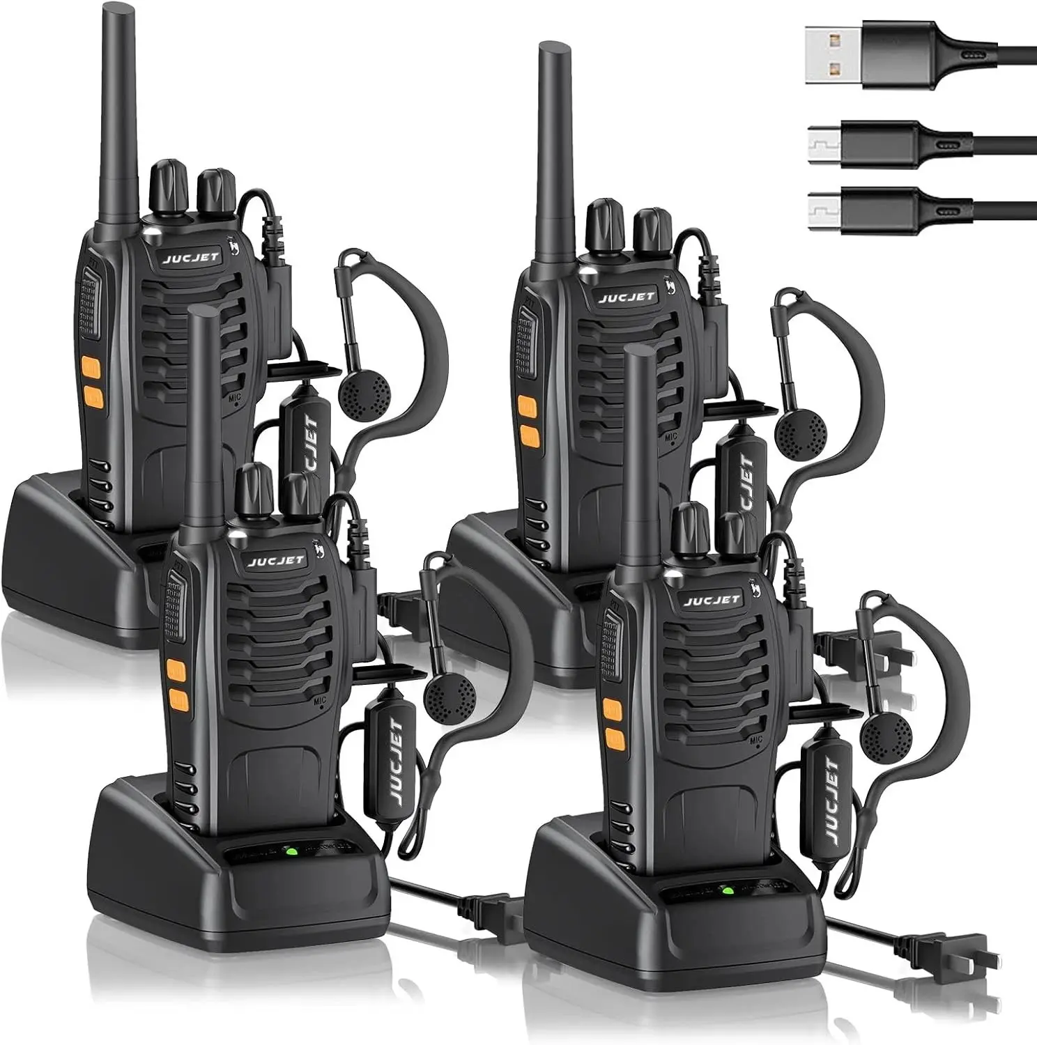 4-Pack Long-Range 100 Mi Waterproof 2-Way Radio Walkie Talkies with Rechargeable Headset Audio