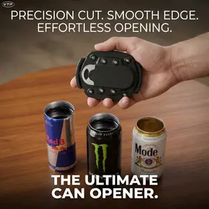 YTF cniversal can opener, suitable for draft beer and canned beverages—an essential accessory for party kitchens. After opening the can can be repurposed as a flower pot or ashtray. Silicone guard/Metal Stainless Steel Suitable for 8-25 ounce cans.