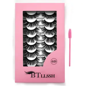 Natural Thick False Eyelashes With Disposable Eyelashes Brush, 8/16 Pairs Natural Crossed Cluster Daily Type False Eyelashes, Fluffy Long False Lashes, Soft Reusable Eyelashes, Volume False Eyelashes