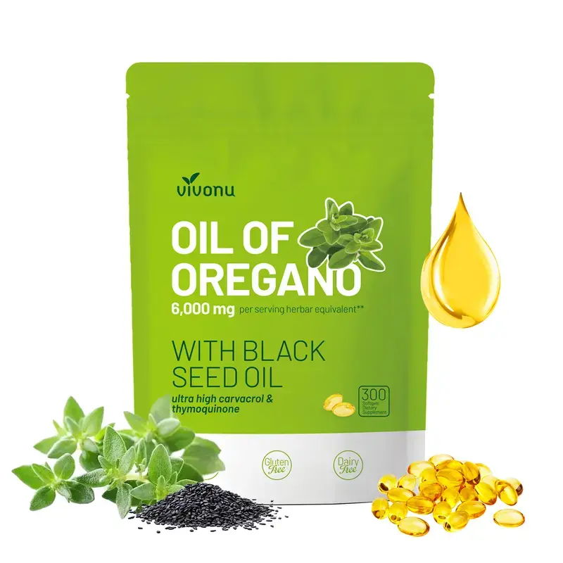 VivoNu Oil of Oregano with Black Seed Oil 300 Capsules | Natural Antioxidants | Nutritional Support | Highly Effective Dietary Healthcare Supplement