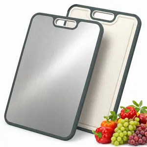 Double-Sided Titanium Cutting Board, Food-Grade Non-Stick, Durable and Easy to Clean, Large Size, PP Wheatgrass Insert