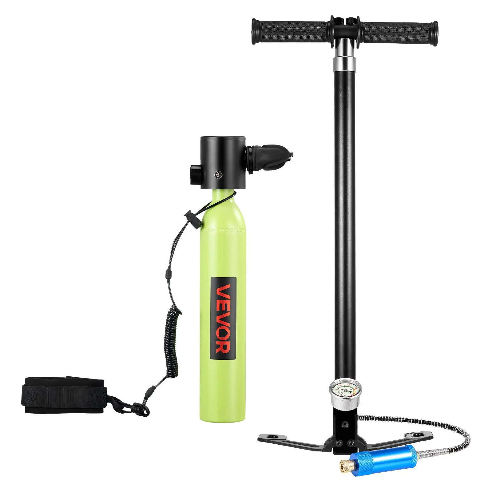 【SummerFinds】VEVOR Mini Scuba Tank, 0.5L Portable Diving Tank for Underwater Breathing, Reusable Lung Diving Cylinder up to 10 Minutes Dive Time, Emergency Rescue Pony Bottle with Pump, Bag, Lanyard for Snorkeling