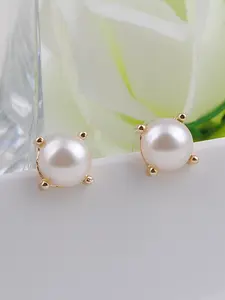Trendy Elegant Created Big Simulated Pearl Earrings Pearls String Statement Stud Earrings for Wedding Party Gift
