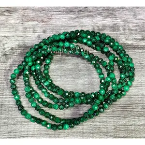 Wholesale Lot 6 Pcs Natural Malachite 4mm Faceted 7.5” Crystal Healing Stretch Bracelet