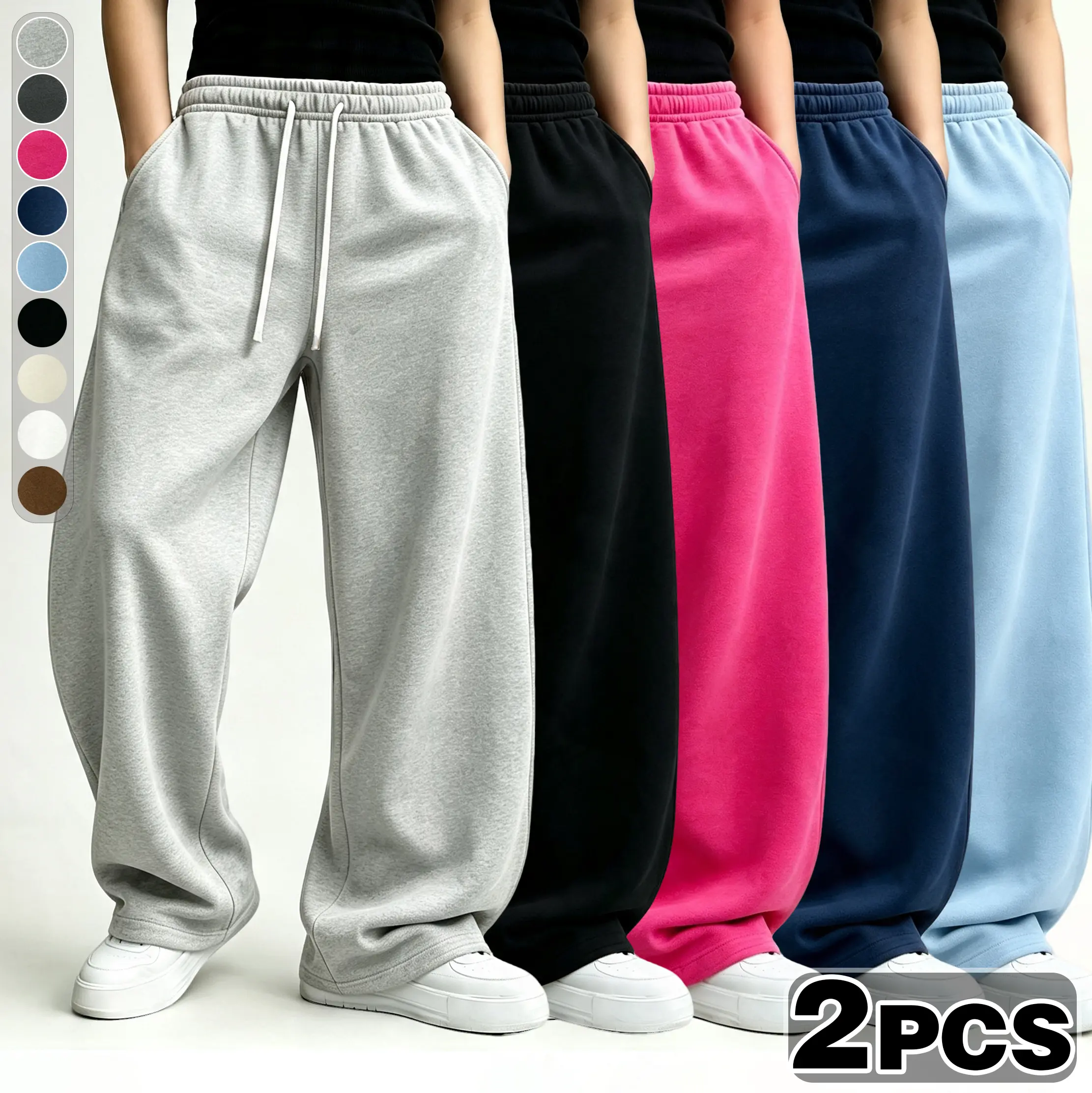 2pcs Men's autumn/winter long pants, Ultra Soft Wide Leg Sweatpants | Breathable athletic pants for basketball,running, and gym comfortable and warm