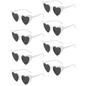 8 Pack Heart Sunglasses Vintage Cat Eye Heart Glasses Retro Bachelorette Bride Sunglasses Bulk for Women