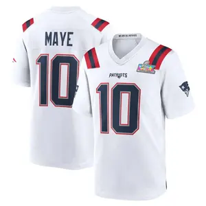 Unisex Drake Maye New England Patriots Super Bowl LX Patch Game Jersey - White