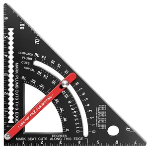 Carpenter Square 7 inch,Adjustable Rafter Framing Square Tools,T Square Multi-Purpose  Alloy Triangle Carpenter Square for Woodworking and Carpentry | Drill Gauge, Protractor, Ruler
