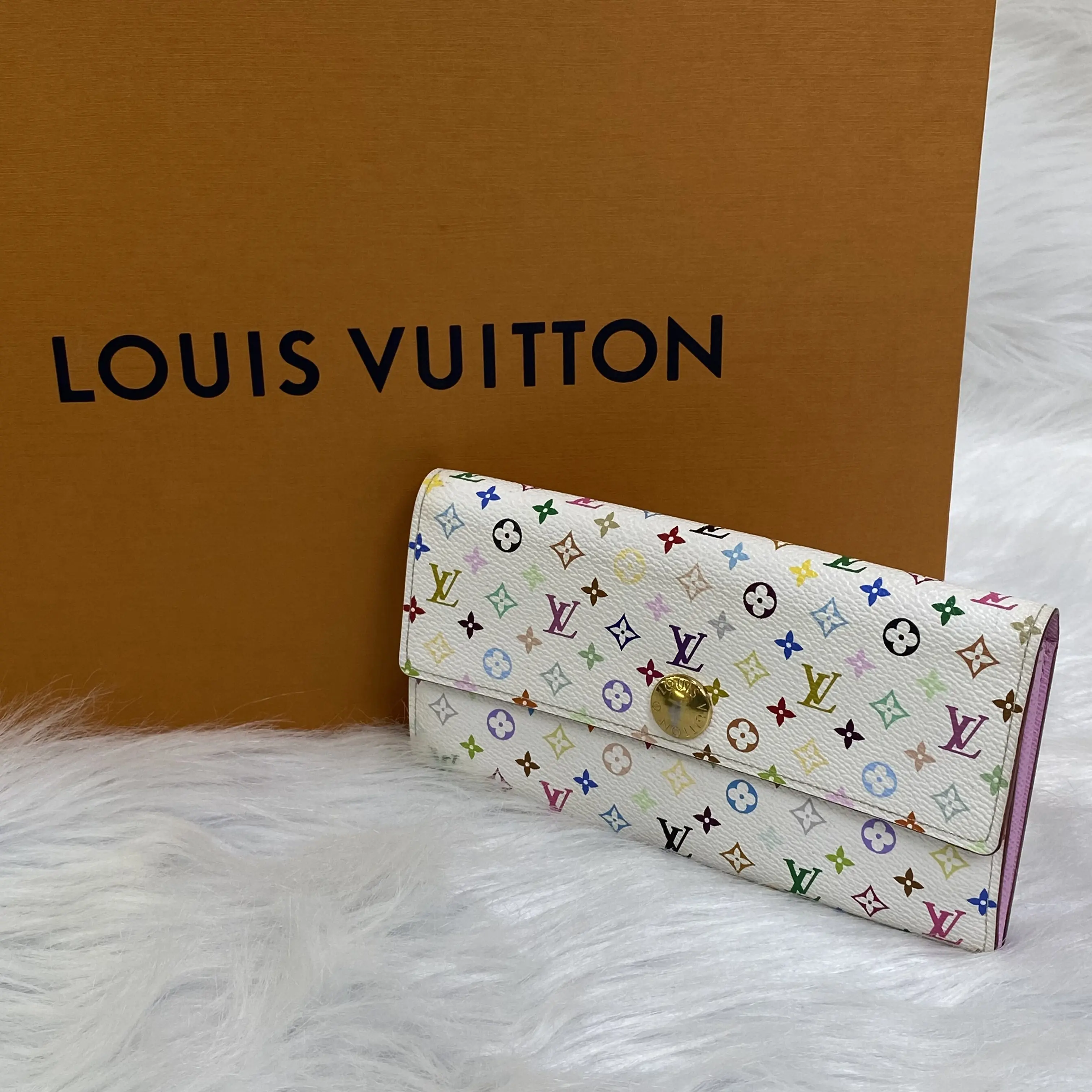 Pre-owned Louis Vuitton leather Small Leather Goods Monogram Multicolore Sarah Wallet