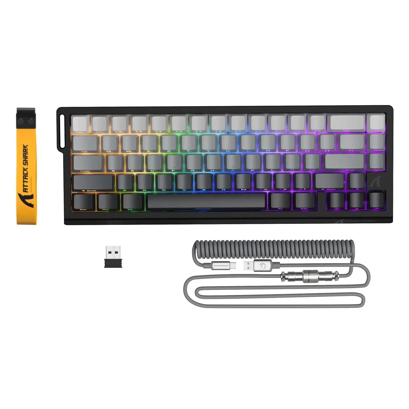 ATTACK SHARK Attack SHAKR X68Pro HE Wired Gaming Keyboard, 8KHz Polling Rate Keyboard with RGB Backlight, Magnetic Switches, PBT Keycaps, Coiled Cable for PC/MAC, Backlit Keyboard, RGB Lighting Keyboard, Pc Accessories Gaming