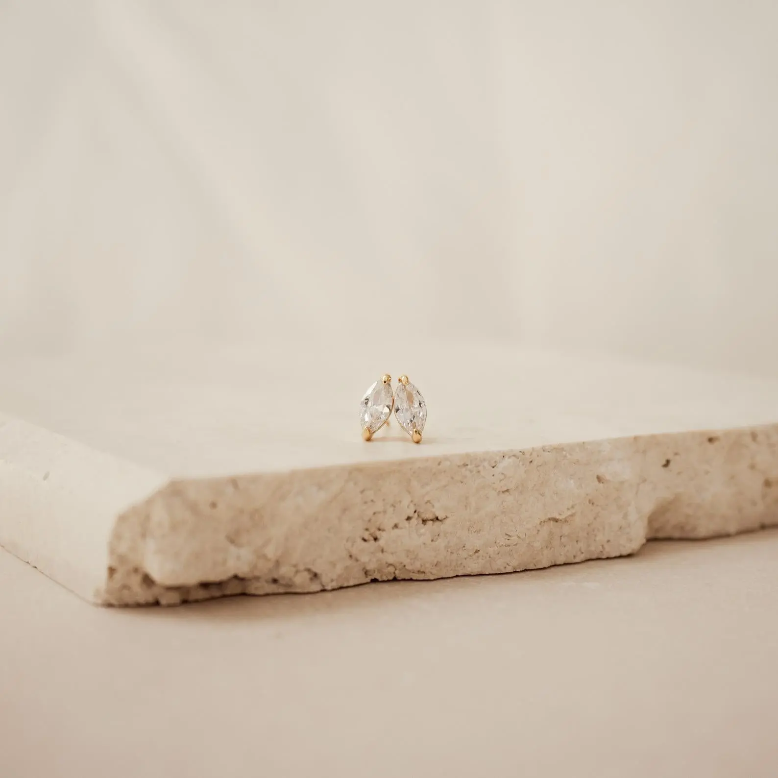 Classic Marquise Diamond Studs by Caitlyn Minimalist - Dainty Crystal Petal Stud Earrings - Dainty Simple Earrings - Minimalist Jewelry - Gift for Her