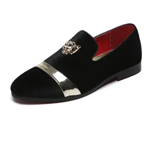 Men's Velvet Dress Loafer Wedding Prom Footwear Boys Slipon Shoe Closed Office Work Walking Shoes