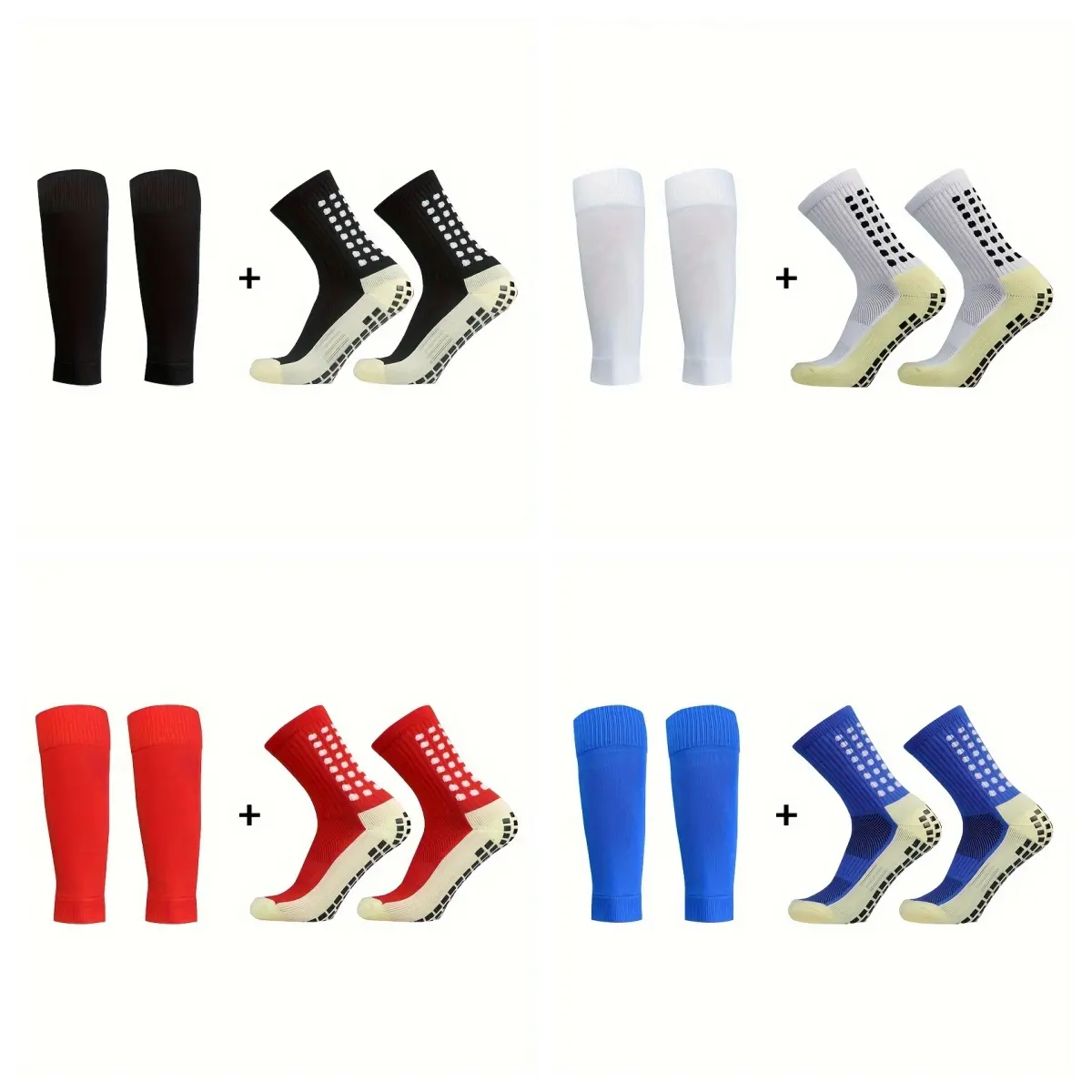 Men's Anti-Slip Sports Grip Socks, 2/4/6/8-Count All-Season Crew Socks for Adults, Comfortable Athletic Accessory for Football & Outdoor Training, Anti-Slip Sports Socks