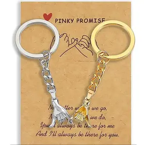 ARKENIA 2pcs Pinky Promise Gift Matching Couple Gifts Valentines Day Gifts for Him Her Boyfriend Girlfriend Best Friend Matching Keychains for Couples Wife Husband Birthday Gifts
