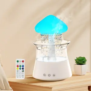 Large-capacity rain humidifier, 7-color raindrop humidifier, water drop humidifier, white noise cloud rain humidifier, suitable for living room, bedroom, office, sleep, yoga