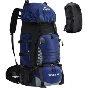 90L Hiking Backpack,  Camping Bag with Rain Cover, Lightweight Backpacking  Pack