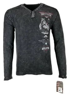 AFFLICTION Men's T-shirt STACKED MOTORS Biker Skull Cross MMA