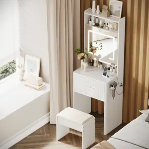 TOKSOM 3 in 1 Vanity,Wood Small Vanity Desk with Mirror and Lights,Make up Vanity with Drawers and Storage,Modern Dressers for Bedroom,Black,21.65x15.74x62.79 in teen gift girl rooms furniture large vanity table mid century coffee table vanity set