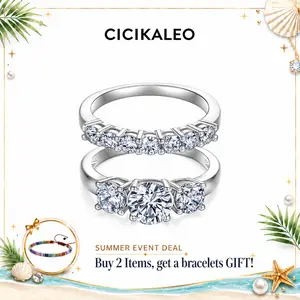 CICIKALEO Moissanite Rings for Women 1CT Trilogy Wedding Set D VVS1 3 Stones Stackable Band 18K Gold Plated Lab-Created Hypoallergenic Engagement Promise Anniversary Gift Fine Formerly CICI GEMS R2 #Summervibes