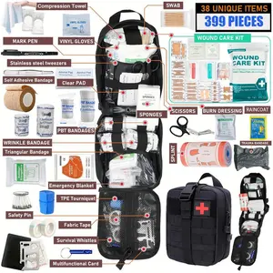 399pc Versatile Emergency Medical Kit Professional-GradeFirst Aid Kit, 33 Unique Items for Outdoor Survival -IncludesScissors Tweezers, Splint, Band-Aid,Whistle, And More - Ideal forHiking, CampingHunting, Car, Boat, Travel, And ExplorationPerfect Gift