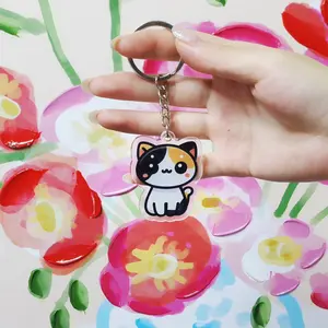 Cute Calico Cat Acrylic Keychain – Kawaii Calico Cat Lover's Keyring Accessory –  Accessory for Cat Lovers Accessory Gift, Bags