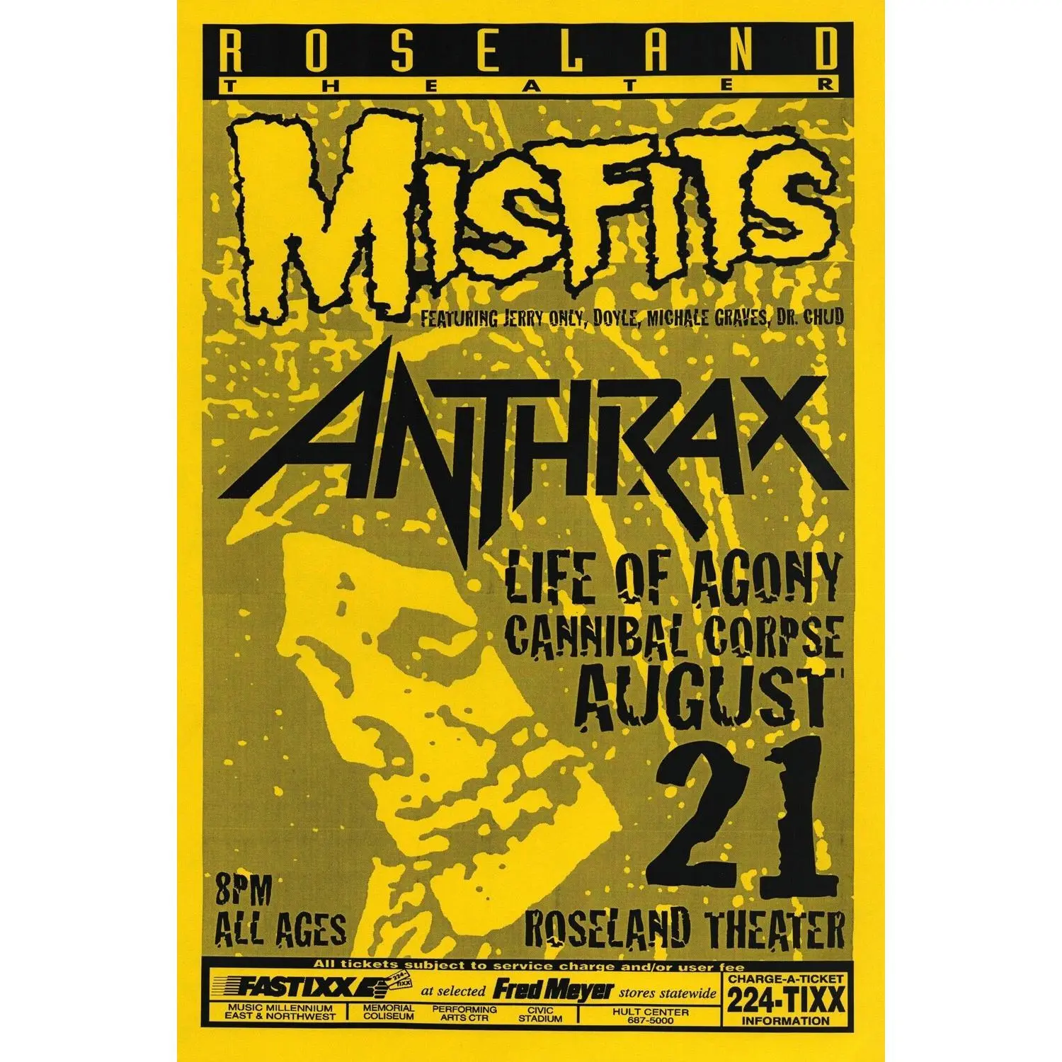 Misfits Vintage Music Concert Reprint Poster - 18"x24" Glossy Photo, Home Decor Wall Art for Home Supplies