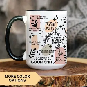 [Sale Up To 50%] Daily Reminders Mug, Mental Health Mug, Daily Affirmations, Best Friend Mug, Office Gift, Swear Affirmations Coffee Mug, Reminders Tea Mug, 11oz ceramic accent mug