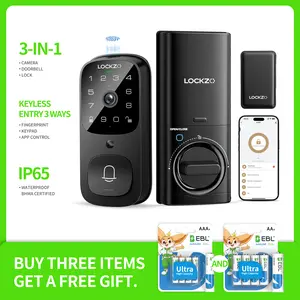 Smart Lock with Camera, 3-in-1 WiFi Doorbell Keyless Entry Door Lock, Deadbolt Lock for Front Door, Fingerprint, Keypad Code, App Control, IP65 Waterproof, BHMA, Support Alexa&Google Assistant