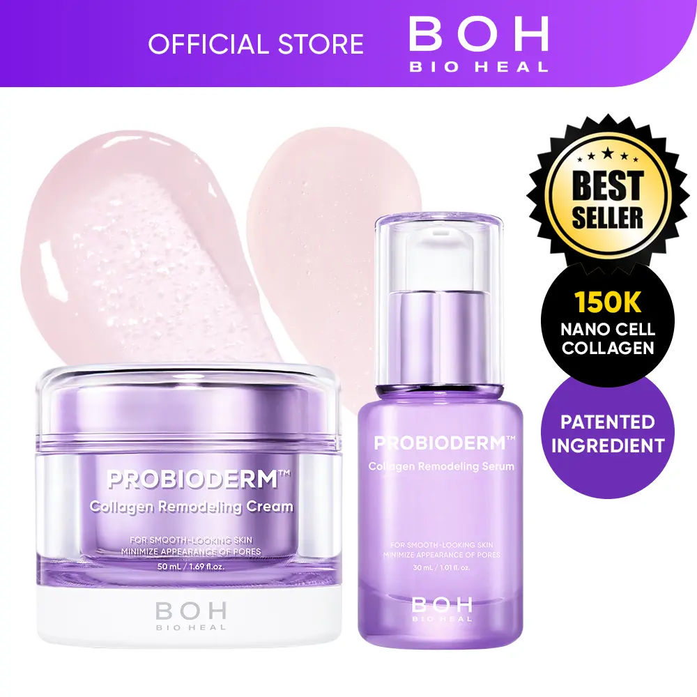 BIOHEAL BOH Probioderm Collagen Remodeling Serum & Cream Bundle | Pore Tightening, Skin Repair Firming & Probiotic Collagen Gentle Daily Care I Mother’s Day Gift