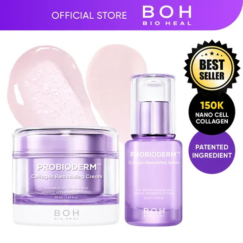 BIOHEAL BOH Probioderm Collagen Remodeling Serum & Cream Bundle | Pore Tightening, Skin Repair Firming & Probiotic Collagen Gentle Daily Care I Mother’s Day Gift