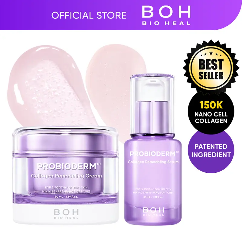 BIOHEAL BOH Probioderm Collagen Remodeling Serum & Cream Bundle | Pore Tightening, Skin Repair Firming & Probiotic Collagen Gentle Daily Care I Mother’s Day Gift