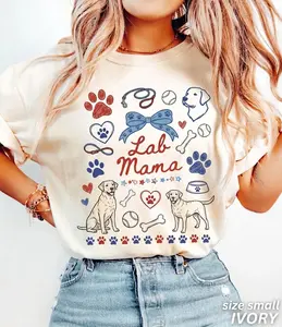 Retro Lab Mama T-Shirt | Cute Labrador Dog Mom Graphic Tee | Gifts for Dog Lovers