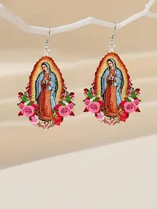 Virgin Mary Design Dangle Earrings, High Quality Earrings, Fashionable Jewelry for Women, Trendy All-match & Exquisite Jewelry for Birthday Gift, Fashionable Jewelry Accessories