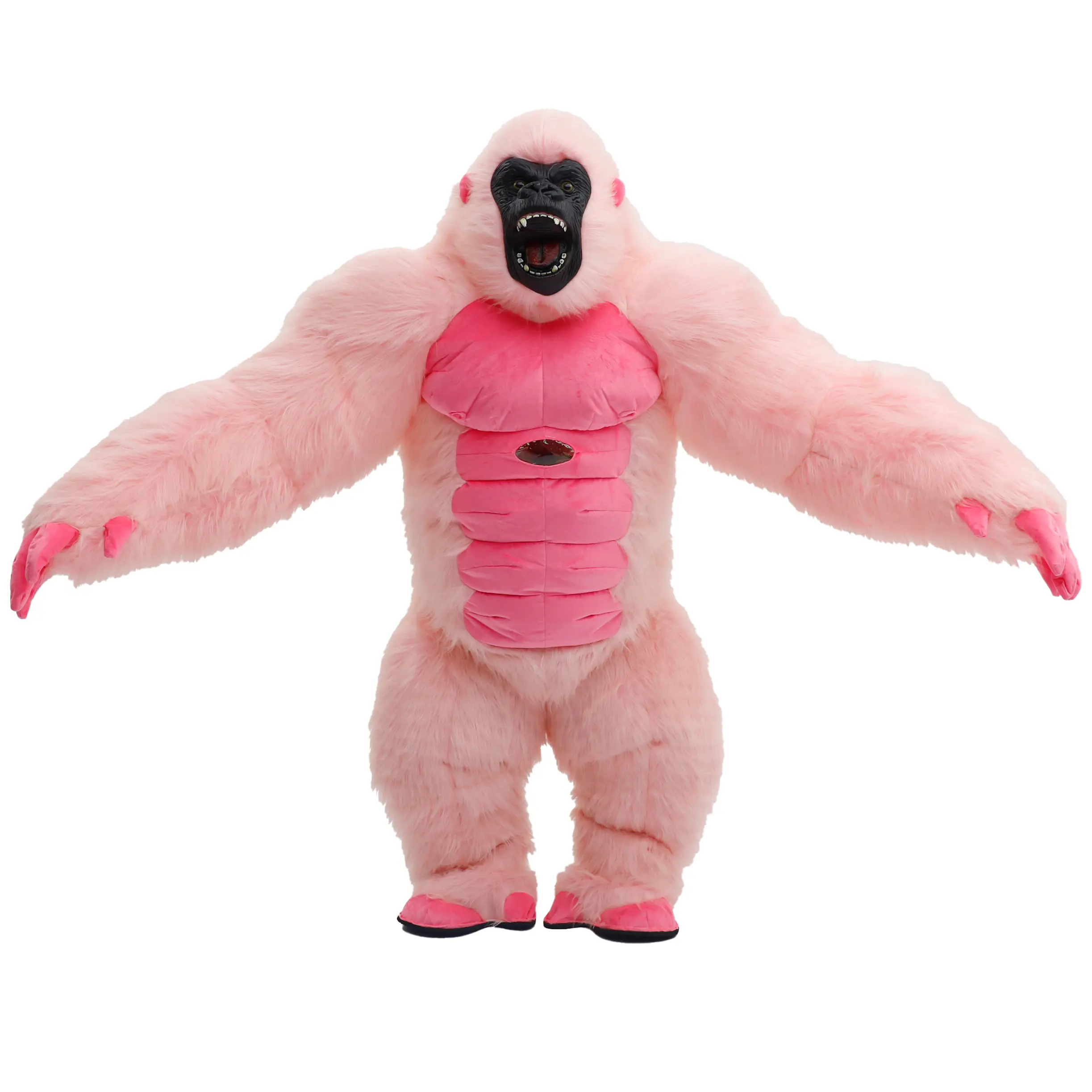 Adult 7.2 ft Inflatable Gorilla Costume, Thick Fluffy Plush Suit for Halloween, Carnival, and Nightclub Parties