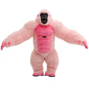 Adult 7.2 ft Inflatable Gorilla Costume, Thick Fluffy Plush Suit for Halloween, Carnival, and Nightclub Parties
