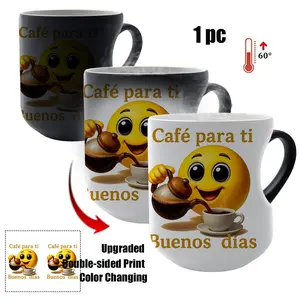 Thermosensitive Ceramic Mug, Funny Mug, Magic Color-Changing Heart-Handle Design, 11oz/330ML Capacity, Perfect Coffee Lover Gift, Ideal for Daily Use & Special Occasions, Ceramic Drinkware, Ceramic Printed Drinkware, Thermosensitive Ceramic Cup