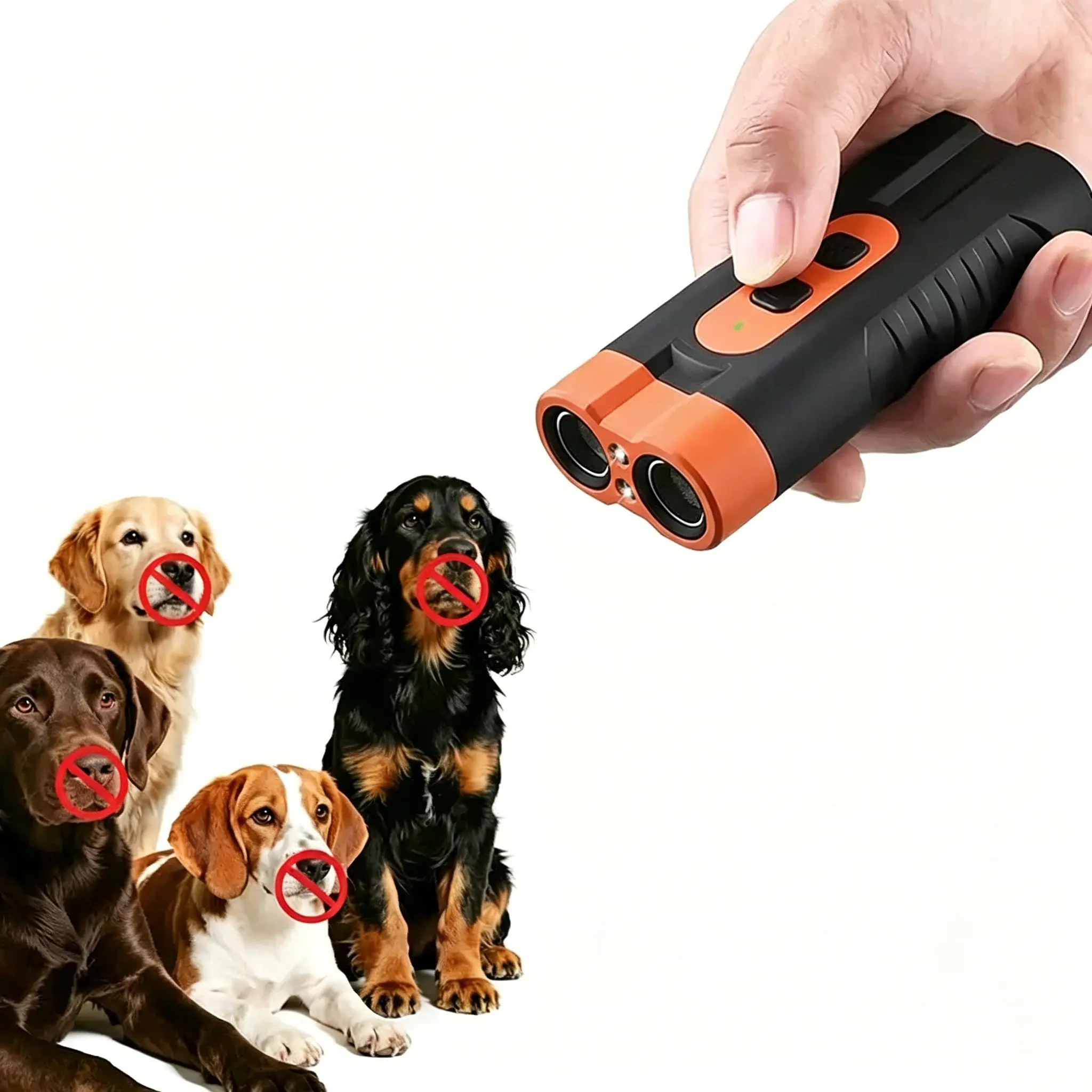 Ultrasonic Dog, Puppy Stop Barking Device, Puppy Training Tools, equipped with LED flashlight, 50 feet effective range, 25-30KHz safe frequency, for stopping barking and outdoor dog repulsion, rechargeable portable dog training aid