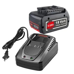 5.0Ah 18V Lithium Battery BAT609 and Battery Charger Kit Compatible with Bosch 18V Cordless Power Tools