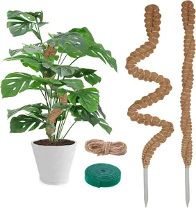 2-Pack 25" Coco Coir Moss Poles Handmade Support for Indoor Climbing Plants & Vines Eco-Friendly Aluminum Core Easy Installation Best Service