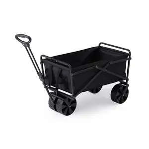 Seina 150lb Capacity Collapsible Steel Frame Outdoor Utility Wagon Cart, Black