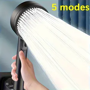 High Pressure Handheld Shower Head, 5 Modes, Sensitive Skin Friendly, Easy Installation, No Battery Needed, Modern Bathroom Accessory, Handheld Showerhead