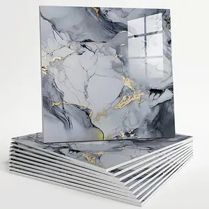 10/30 Pcs Marble Peel and Stick Wallpaper Tiles | Waterproof Vinyl Backsplash Panels for Bathroom, Kitchen & Living Room | Self-Adhesive with Blue/Gold/Grey/White Marble Patterns | 11.8in*11.8in (30cm*30cm) - Marble Tile Stickers