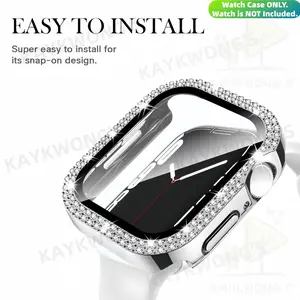 KAYKWONG'S Durable Iwatch Screen Protector Case, Fits Series 11/10/9/8/7/6/5/4, 49mm/46mm/45mm/44mm/42mm/41/40mm Front Cover Protection, Simulated Diamond Design
