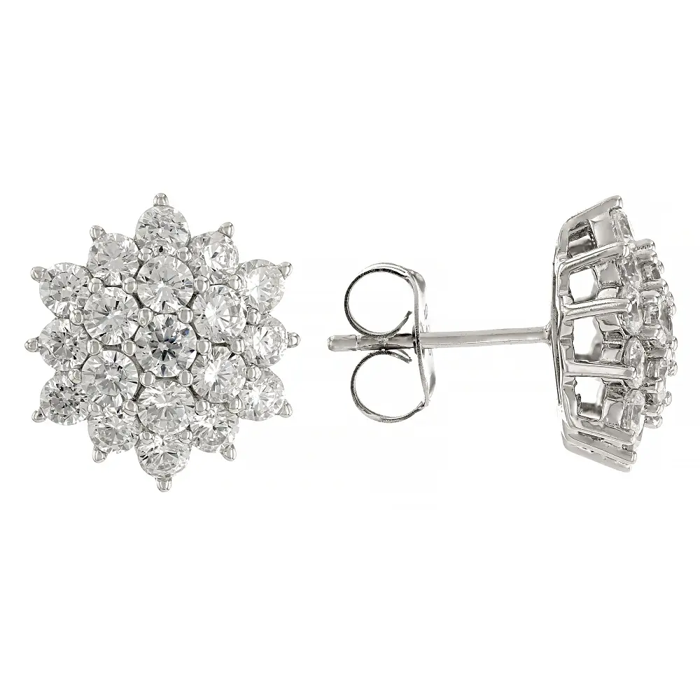 JTV White Cubic Zirconia Rhodium Over Sterling Silver Earrings 4.52ctw