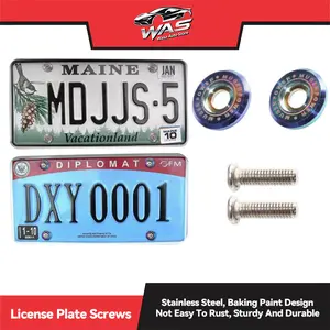 2PCS Rustproof Titanium Alloy Motorcycle Car License Plate Screws kit, High-Quality Auto Bolts Car License Plate Screws
